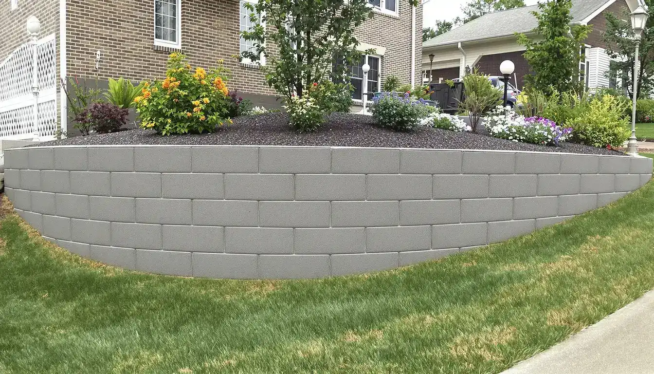 Concrete retaining wall installation in north Kansas City